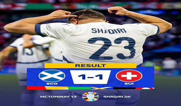 Shaqiri's magic keeps Swiss hope alive after sharing spoils with Scots