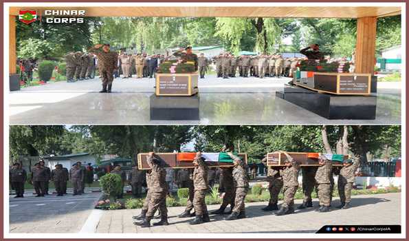 Army pays tributes to 2 soldiers who died in twin Kulgam encounters