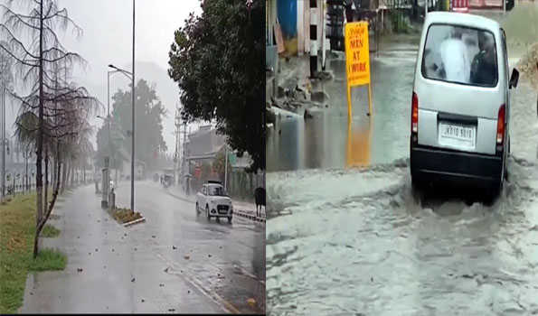 Brief showers in Srinagar cause waterlogging