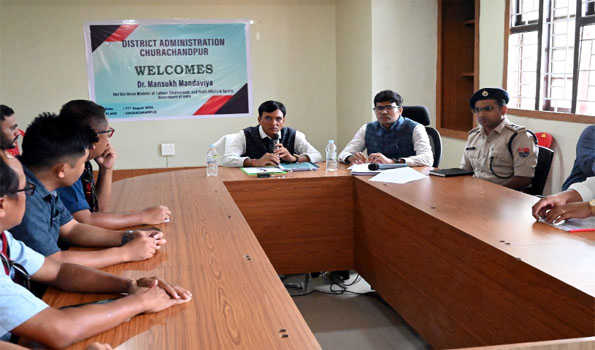 Union Minister  Mansukh Mandaviya meets displaced persons in Manipur