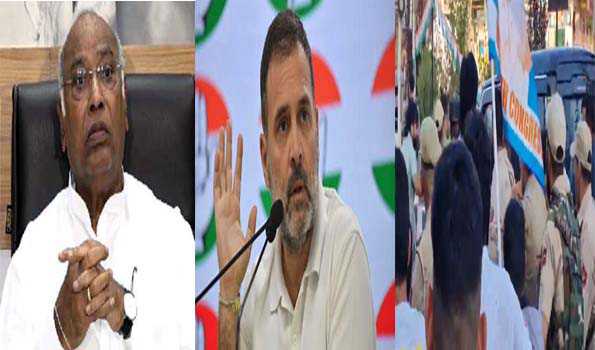 Kharge & Rahul arrive in Srinagar ahead of Assembly polls in J&K