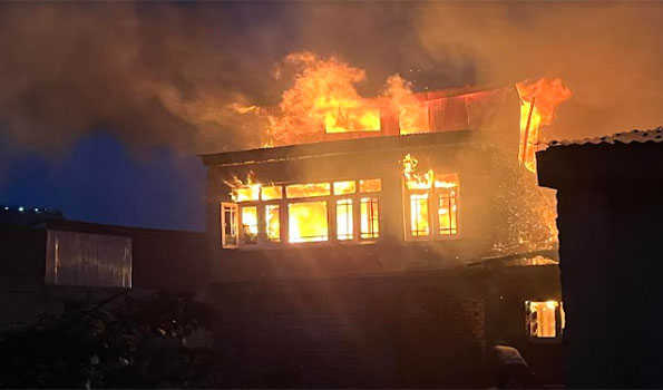 Fire damages residential cum commercial complex in  Anantnag