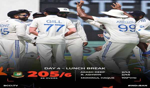 Bangladesh 205/6 on Day 4 lunch