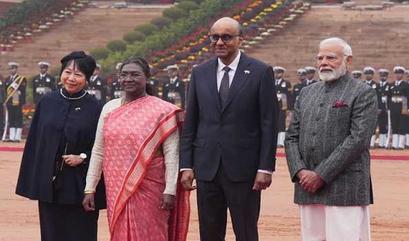 Singapore President accorded ceremonial welcome at Rashtrapati Bhavan
