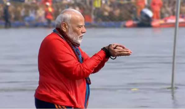 PM Modi takes holy dip in Triveni during Maha Kumbh