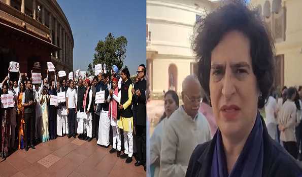 Opposition MPs hold protest against deportation of alleged illegal Indian immigrants from US