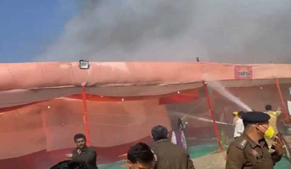 Fire breaks out in a camp during Maha Kumbh fair