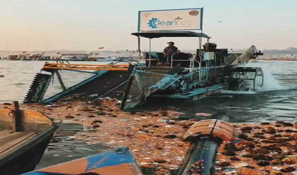 Trash skimmer clears 10-15 tons of waste daily to ensure clean Ganga, Yamuna