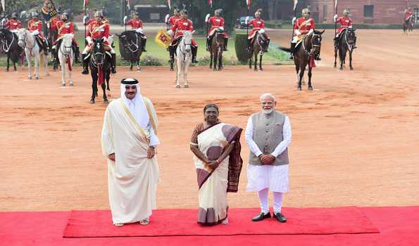 Qatar Amir accorded ceremonial welcome at Rashtrapati Bhavan ahead of talks with PM Modi