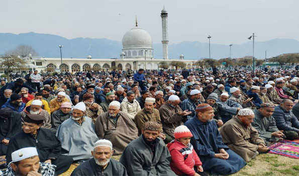 Large congregational prayers held at Hazratbal shrine, Jamia Masjid  in Srinagar