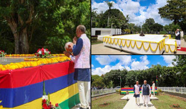 PM Modi pays homage to Sir Seewoosagur Ramgoolam, Sir Anerood Jugnauth in Port Louis