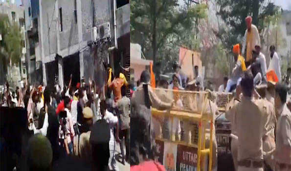 Karni Sena vandalises SP MP Suman's house for his remarks on Rana Sanga