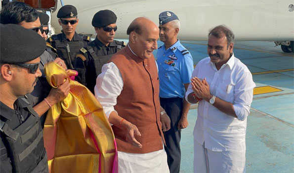 Def Min Rajnath arrives on 2-dayTN visit