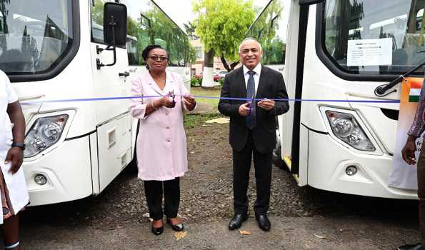 India gifts six school buses to Sao Tome and Principe