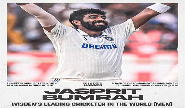Bumrah named Wisden’s Leading Cricketer