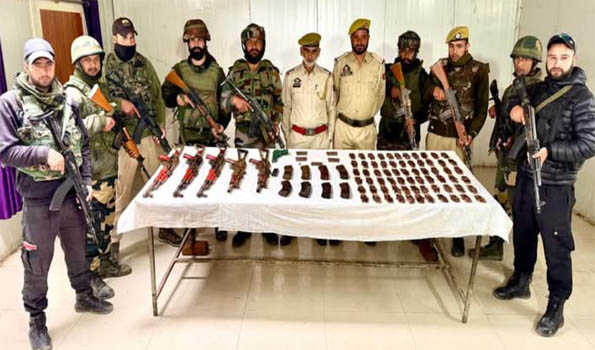 JK: Security forces recover large cache of arms, ammunition in Kupwara