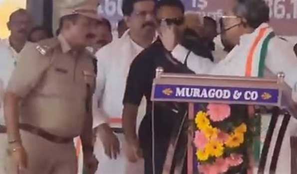 Siddaramaiah raises hand in anger on police officer, sparks criticism