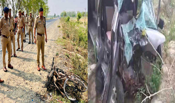 UP: Six killed in head-on collision between car and motorcycle