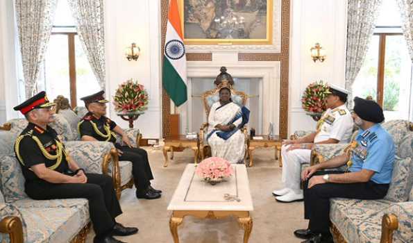 CDS, chiefs of three services meet Prez Murmu