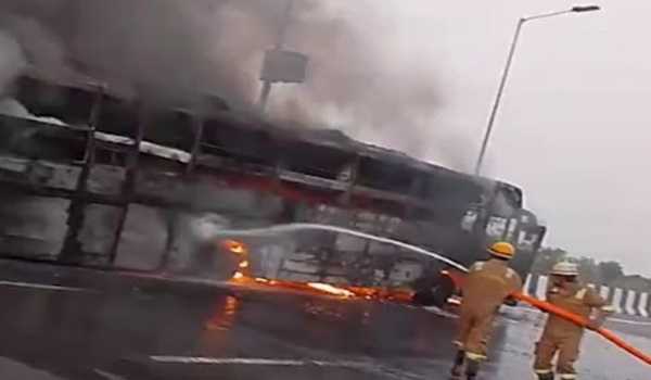 Five charred to death as pvt bus catches fire in Lucknow