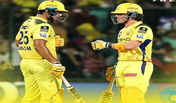 CSK post 187/8 against RR Mhatre fires 43 off 20