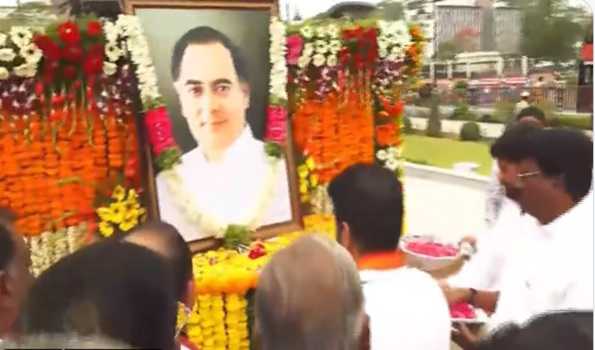 Telangana CM, Congress leaders pays tributes to Rajiv Gandhi on his death anniversary
