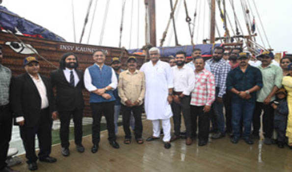 Traditionally built ancient, stitched ship inducted into Indian Navy as INSV Kaundinya