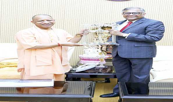 Tata Sons Chairman Chandrasekaran pays courtesy visit to Yogi