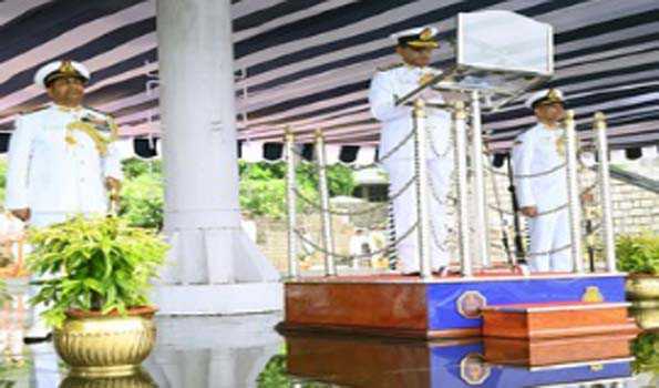 186 Cadets take 'Antim pag' (Final step) during Passing Out Parade at Indian Naval Academy Ezhimala