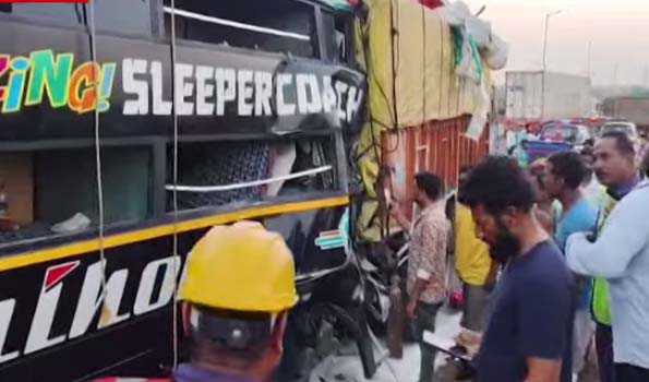Two killed, 20 injured in bus-truck collision