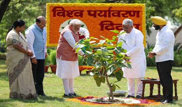 PM plants Sindoor sapling at his residence on World Environment Day