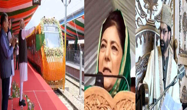 PM launches Kashmir train, Mehbooba and Mirwaiz urge release of Kashmiri prisoners