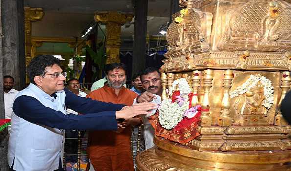 Union Minister Piyush Goyal offers prayers at Tirumala Temple