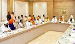 CM Fadnavis interacts with saints and mahants at his Varsha residence