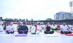 Grand Yoga countdown held at LB Stadium ahead of International Yoga Day; film and political celebrities participate