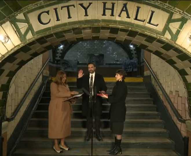 Zohran Mamdani takes oath as New York City’s first Muslim mayor at an out-of-service subway station
