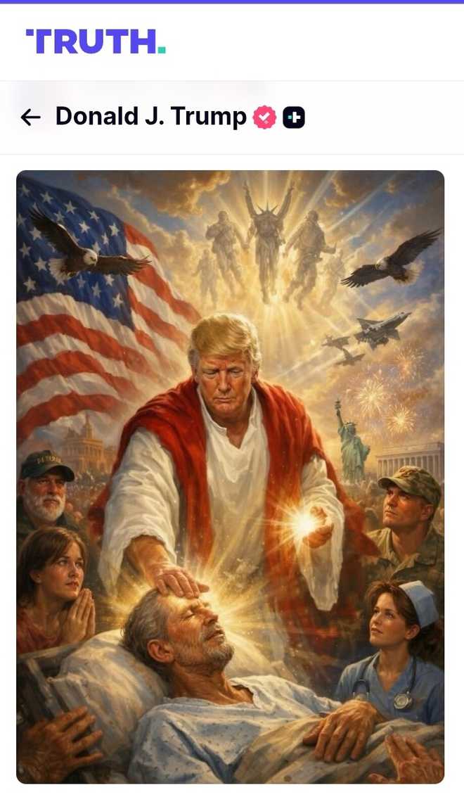 Trump 'the Saint' posts picture of himself healing a sick person, invites criticism