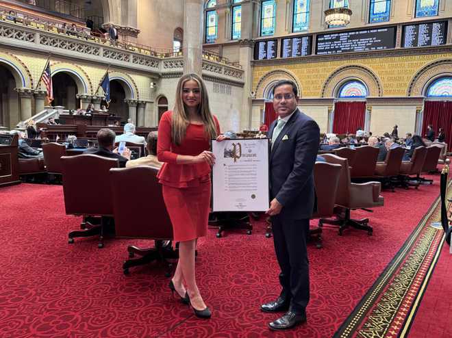Indian-American journalist Vishnudatta Jayaraman felicitated at New York State Assembly