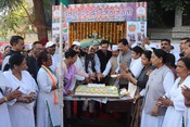 Uttarakhand, Nov 9 (UNI):- Uttarakhand Congress celebrates the 25th anniversary of the state at the party headquarters in Dehradun on Sunday. UNI PHOTO-104U