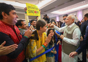 CYPRUS, JUN 15 (UNI):- Prime Minister Narendra Modi receives warm welcome by the Indian community, in Cyprus on Sunday. UNI PHOTO-66U CYPRUS, JUN 15 (UNI):- Prime Minister Narendra Modi receives warm welcome by the Indian community, in Cyprus on Sunday. UNI PHOTO-66U