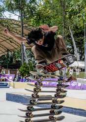 PALU, June 21, 2025 (UNI/Xinhua) -- A boy performs a trick with his skateboard to celebrate the annual Go Skateboarding Day event in Palu, Central Sulawesi, Indonesia, on June 21, 2025. UNI PHOTO-15F PALU, June 21, 2025 (UNI/Xinhua) -- A boy performs a trick with his skateboard to celebrate the annual Go Skateboarding Day event in Palu, Central Sulawesi, Indonesia, on June 21, 2025. UNI PHOTO-15F