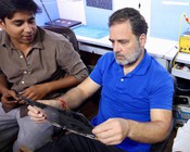 NEW DELHI, JUN 21 (UNI):- Leader of Opposition in the Lok Sabha and Congress leader Rahul Gandhi interacts with Mobile technicians at Nehru Place, in New Delhi on Saturday. UNI PHOTO-190U NEW DELHI, JUN 21 (UNI):- Leader of Opposition in the Lok Sabha and Congress leader Rahul Gandhi interacts with Mobile technicians at Nehru Place, in New Delhi on Saturday. UNI PHOTO-190U