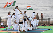 VISAKHAPATNAM, JUN 21 (UNI):- Glimpses of the 11th International Day of Yoga celebrations at Visakhapatnam, in Andhra Pradesh on Saturday. Prime Minister Narendra Modi participated in the event. UNI PHOTO-195U VISAKHAPATNAM, JUN 21 (UNI):- Glimpses of the 11th International Day of Yoga celebrations at Visakhapatnam, in Andhra Pradesh on Saturday. Prime Minister Narendra Modi participated in the event. UNI PHOTO-195U