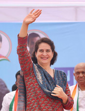 VALSAD, APR 27 (UNI):- Congress general secretary Priyanka Gandhi Vadra at an election rally in support of party candidate for Lok Sabha election -2024, in Valsad. UNI PHOTO-32U