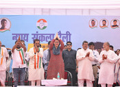 VALSAD, APR 27 (UNI):- Congress general secretary Priyanka Gandhi Vadra at an election rally in support of party candidate for Lok Sabha election -2024, in Valsad. UNI PHOTO-33U